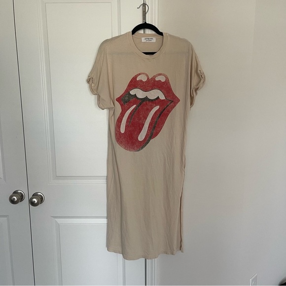 Daydreamer Free People Rolling Stones 89 Rolled Sleeves T-shirt Dress - Picture 3 of 10